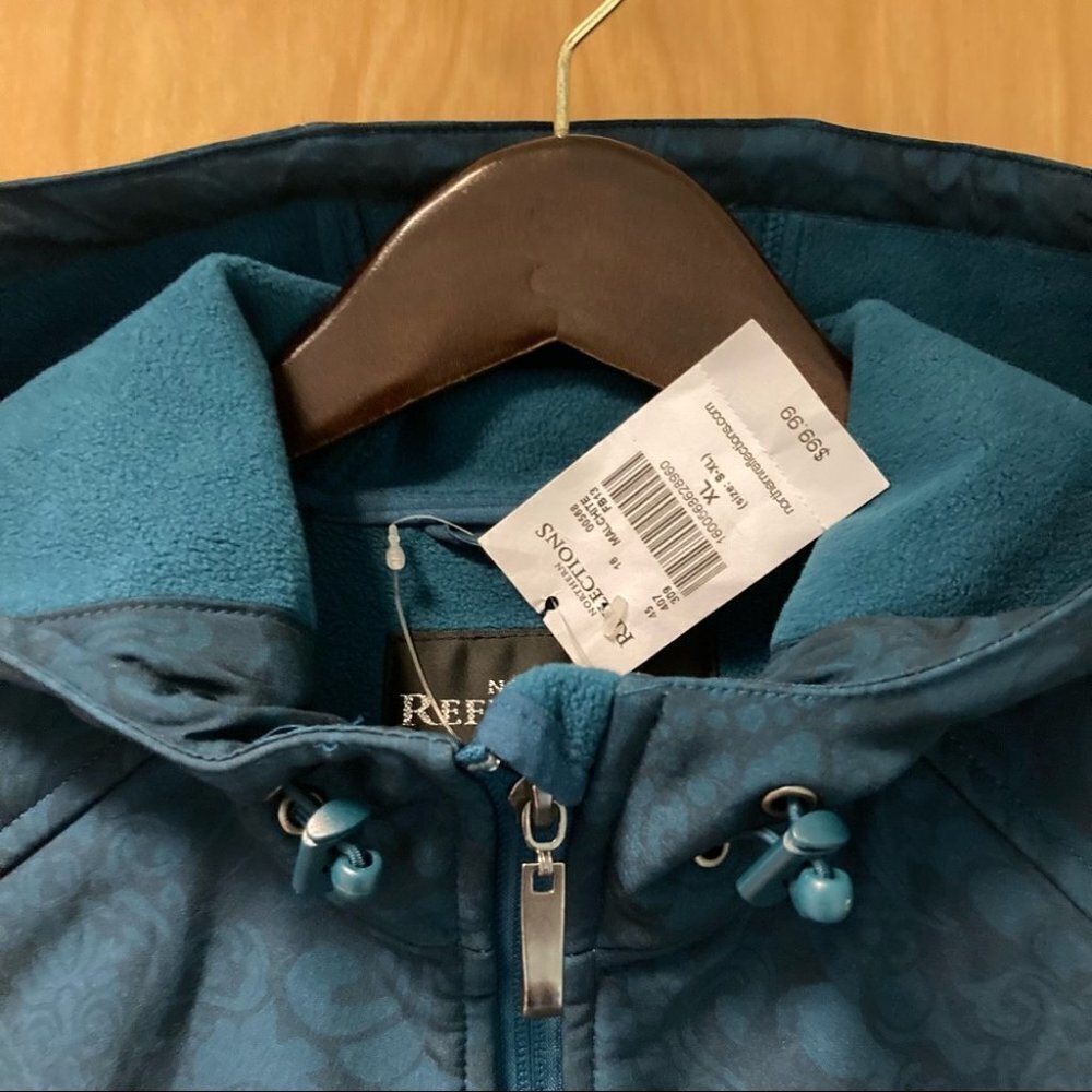 NORTHERN REFLECTIONS Sz XL Fleece Inner Cozy Turquoise Paisley Motif Jacket - Picture 3 of 11